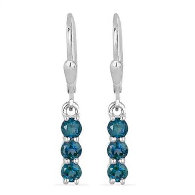 BUY NATURAL LONDON BLUE TOPAZ GEMSTONE EARRINGS IN 925 SILVER